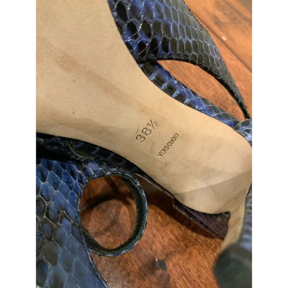 Alexander Wang Blue Leather Snakeskin Pointed Toe Stiletto Heels, Size 8.5/38.5 - Picture 9 of 9